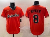 Cheap Men's Baltimore Orioles #8 Cal Ripken Jr. Orange Throwback Stitched Baseball Jersey