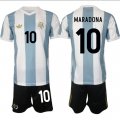 Men's Argentina #10 Diego Maradona White Blue 2024-25 50th Anniversary Home Soccer Jersey Suit Cheap