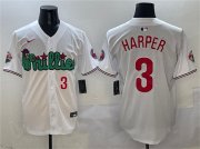Cheap Men's Philadelphia Phillies #3 Bryce Harper White Phanatic Limited Stitched Jersey