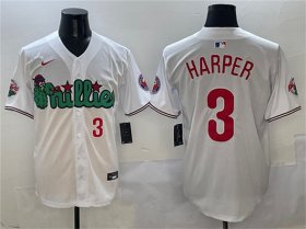 Cheap Men\'s Philadelphia Phillies #3 Bryce Harper White Phanatic Limited Stitched Jersey