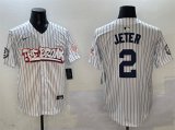 Men's New York Yankees #2 Derek Jeter White Bronx Graffiti Vapor Limited Stitched Baseball Jersey Cheap
