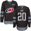 Wholesale Cheap Adidas Hurricanes #20 Sebastian Aho Black 1917-2017 100th Anniversary Stitched NHL Jersey