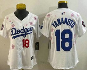 Women\'s Los Angeles Dodgers #18 Yoshinobu Yamamoto White 2025 Tokyo Series Limited Jersey Cheap