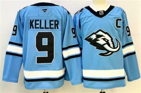 Men\'s Utah Mammoth #9 Clayton Keller Blue 2025 With C Patch Stitched Jersey