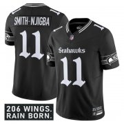 Men's Seattle Seahawks #11 Jaxon Smith-Njigba Black 2025 F.U.S.E. 'Gothic Rain City Shadows Edition' Vapor Limited Football Stitched Jersey Cheap Wholesale