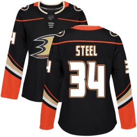Wholesale Cheap Adidas Ducks #34 Sam Steel Black Home Authentic Women\'s Stitched NHL Jersey
