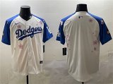 Men's Los Angeles Dodgers Blank White Royal 2025 Tokyo Series Limited Stitched Baseball Jersey Cheap