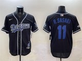Men's Los Angeles Dodgers #11 Roki Sasaki Black 2024 World Series Champions Limited Stitched Baseball Jersey Cheap