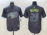 Cheap Men's Tampa Bay Rays #21 Jonny DeLuca Charcoal 2024 City Connect Limited Stitched Jersey