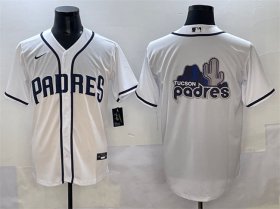 Men\'s San Diego Padres Team Big Logo White Cool Base Stitched Baseball Jersey