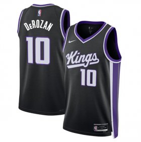 Men\'s Sacramento Kings #10 DeMar DeRozan Black Icon Edition Swingman Stitched Basketball Jersey