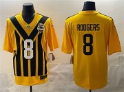 Men's Pittsburgh Steelers #8 Aaron Rodgers Gold 1933 Throwback Alternate Football Stitched Game Jersey Cheap Wholesale