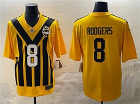 Men\'s Pittsburgh Steelers #8 Aaron Rodgers Gold 1933 Throwback Alternate Football Stitched Game Jersey Cheap Wholesale