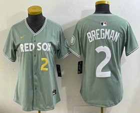 Women\'s Boston Red Sox #2 Alex Bregman Light Green 2025 City Connect Player Name Limited Jersey
