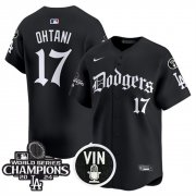 Men's Los Angeles Dodgers #17 Shohei Ohtani Black Mexico 2025 LA Gothic Style With Vin And 2024 World Series Champions Patch Vapor Premier Limited Stitched Baseball Jersey Cheap