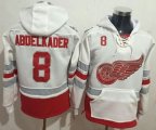 Wholesale Cheap Red Wings #8 Justin Abdelkader White Name & Number Pullover NHL Hoodie