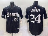 Cheap Men's Seattle Mariners #24 Ken Griffey Jr. Black 'Deep Sea Gothic Edition' Vapor Premier Limited Stitched Baseball Jersey