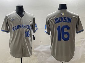 Men\'s Kansas City Royals #16 Bo Jackson Gray 2024 Away Limited Stitched Baseball Jersey Cheap