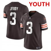 Youth Cleveland Browns #3 Jerry Jeudy Brown Vapor Limited Stitched Football Jersey Cheap Wholesale