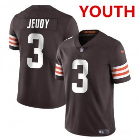 Youth Cleveland Browns #3 Jerry Jeudy Brown Vapor Limited Stitched Football Jersey Cheap Wholesale