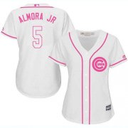 Wholesale Cheap Cubs #5 Albert Almora Jr. White/Pink Fashion Women's Stitched MLB Jersey