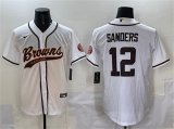 Cheap Men's Cleveland Browns #12 Shedeur Sanders White With Patch Cool Base Stitched Baseball Jersey