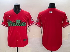 Cheap Men\'s Philadelphia Phillies Blank Red Phanatic Limited Stitched Jersey