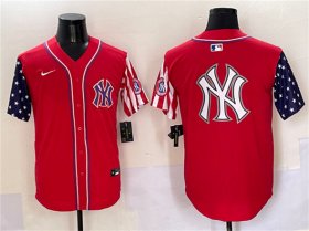 Cheap Men\'s New York Yankees Team Big Logo Red American Style Limited Stitched Baseball Jersey