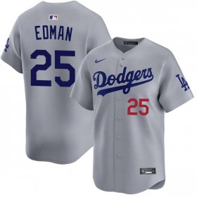 Cheap Men\'s Los Angeles Dodgers #25 Tommy Edman Gray Limited Stitched Baseball Jersey