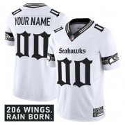 Men's Seattle Seahawks Active Player Custom White 2025 F.U.S.E. 'Gothic Rain City Shadows Edition' Vapor Limited Stitched Jersey Cheap Wholesale