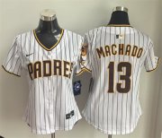 Cheap Women's San Diego Padres #13 Manny Machado White Home Limited Stitched Baseball Jersey(Run Small)
