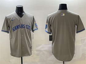 Men\'s Kansas City Royals Blank Gray 2024 Away Limited Stitched Baseball Jersey Cheap
