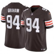 Cheap Men's Cleveland Browns #94 Mason Graham 2025 Draft F.U.S.E. Vapor Limited Football Stitched Jersey