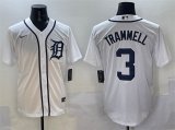 Cheap Men's Detroit Tigers #3 Alan Trammell White Cool Base Stitched Baseball Jersey