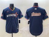 Cheap Men's Houston Astros Team Big Logo Navy 2025 City Connect With Texas Patch Limited Stitched Baseball Jersey