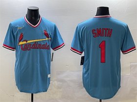 Cheap Men\'s St. Louis Cardinals #1 Ozzie Smith Blue Stitched Baseball Jersey