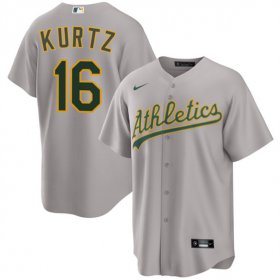 Men\'s Oakland Athletics #16 Nick Kurtz Gray 2024 Away Limited Stitched Jersey Cheap Wholesale
