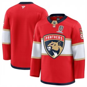 Men\'s Florida Panthers Blank Red Home 2025 Stanley Cup Champions Patch Stitched Jersey