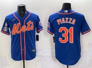 Men's New York Mets #31 Mike Piazza Blue With Patch Cool Base Stitched Baseball Jersey Cheap Wholesale