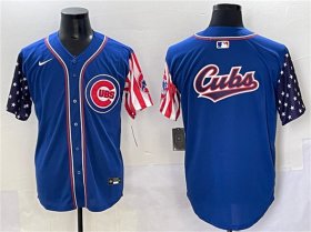 Men\'s Chicago Cubs Team Big Logo Royal 2025 Independence Day Vapor Premier Limited Stitched Baseball Jersey