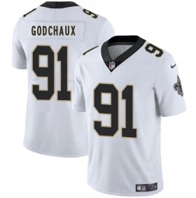 Men\'s New Orleans Saints #91 Davon Godchaux White 2025 Vapor Limited Football Stitched Jersey Cheap