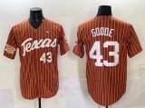 Cheap Men's Texas Longhorns #43 Leighann Goode Orange Pinstripe 2025 Softball National Champions & SEC Patch Stitched Jersey