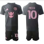 Youth Inter Miami CF #10 Lionel Messi 2025 Black Away Soccer Jersey Suit Cheap Wholesale