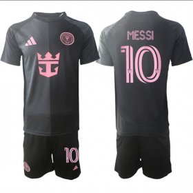 Youth Inter Miami CF #10 Lionel Messi 2025 Black Away Soccer Jersey Suit Cheap Wholesale