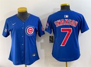 Youth Chicago Cubs #7 Dansby Swanson Royal 'Ryne Sandberg Tribute' Vapor Limited V2 Stitched Baseball Jersey Cheap Wholesale