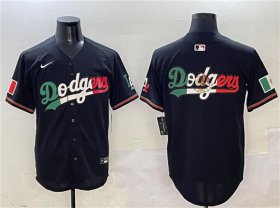 Cheap Men\'s Los Angeles Dodgers Team Big Logo Black Mexico Flag Limited Stitched Baseball Jersey