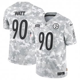 Men\'s Pittsburgh Steelers #90 T. J. Watt 2024 Arctic Camo Salute To Service Limited Stitched Football Jersey