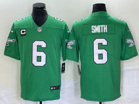 Wholesale Cheap Men\'s Philadelphia Eagles #6 DeVonta Smith Green C Patch 2023 Vapor Limited Throwback Jersey
