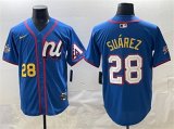 Cheap Men's National League #28 Eugenio Suarez Blue 2025 All-Star Edition Limited Stitched Baseball Jersey