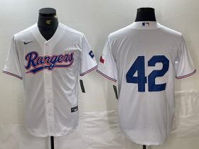 Cheap Men\'s Texas Rangers #42 Jackie Robinson White Cool Base Stitched Baseball Jersey